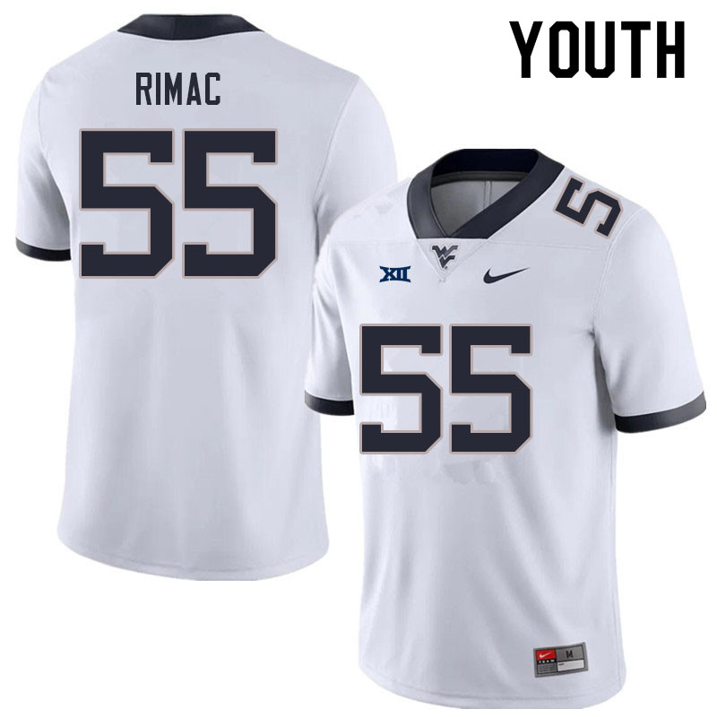 Youth #55 Tomas Rimac West Virginia Mountaineers College Football Jerseys Sale-White - Click Image to Close